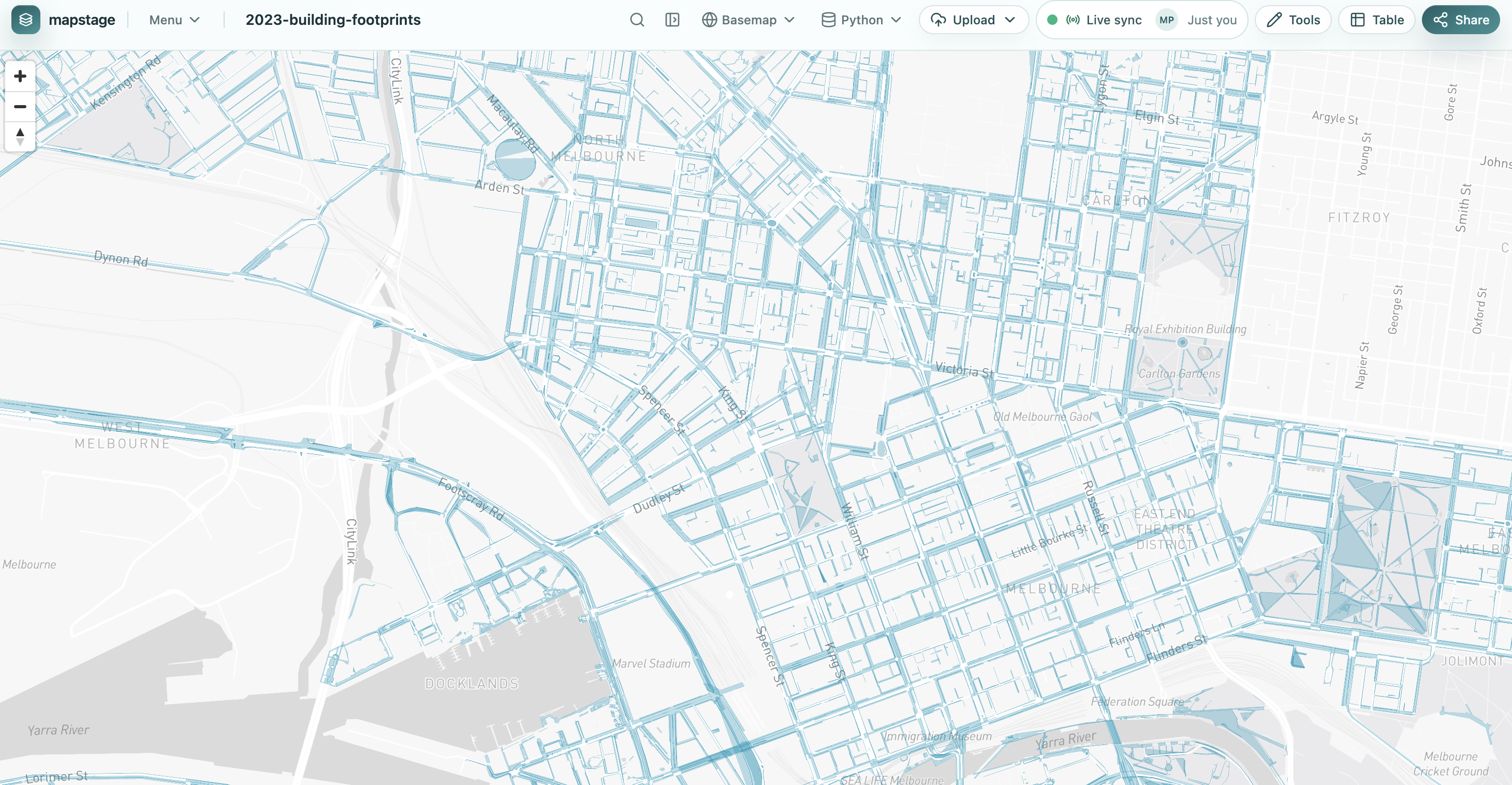 Screenshot of the Mapstage interface