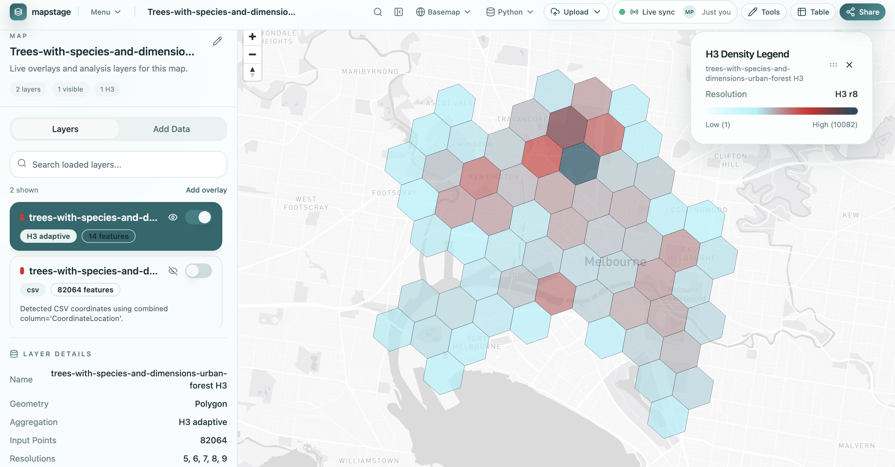 Another screenshot of the Mapstage interface